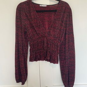 Red and black zara cheetah top size small